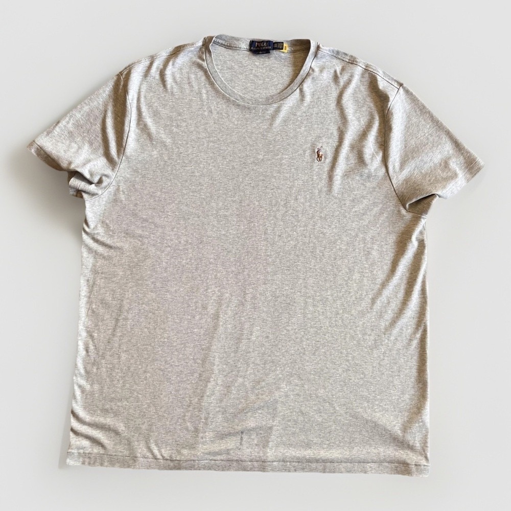 Polo Ralph Lauren Shirt Mens 2XL Gray Classic Fit Embroidered Pony Logo Tee
